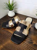 Parker Black/Gold Pump Sandals