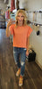 Shellie Lace Sleeve Tops - Orange Sherbet