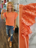 Shellie Lace Sleeve Tops - Orange Sherbet