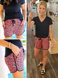 Erin Everywhere Shorts - Hot Coral Lepard