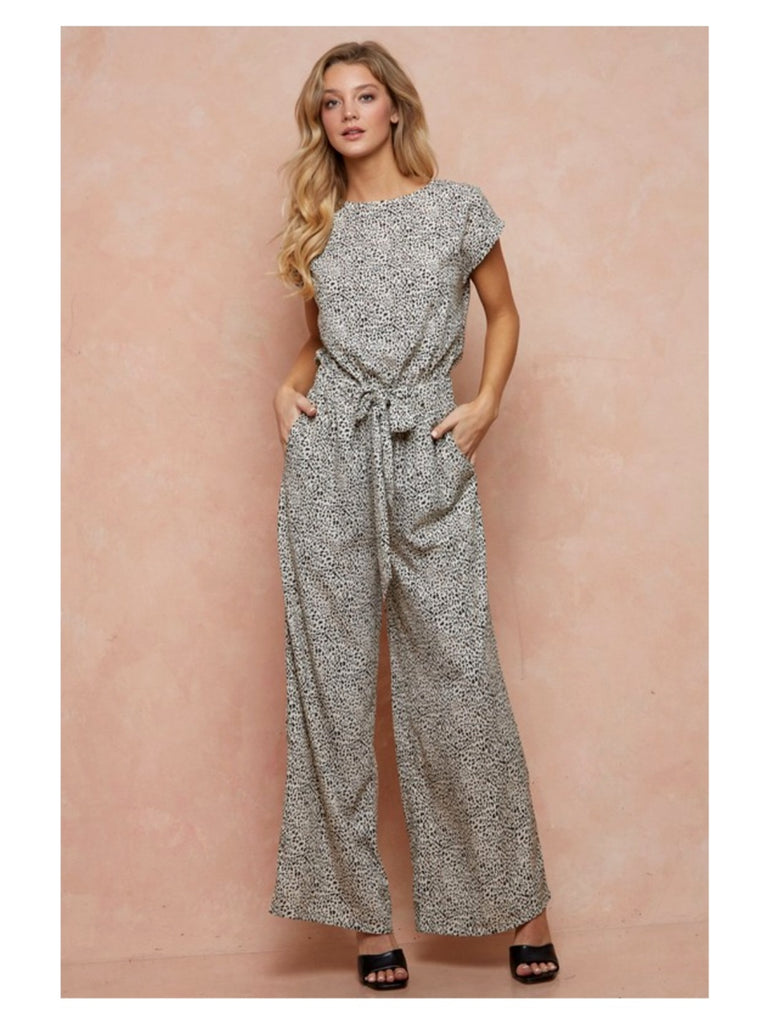 Jacinta Jumpsuit with Tie Cream/Black