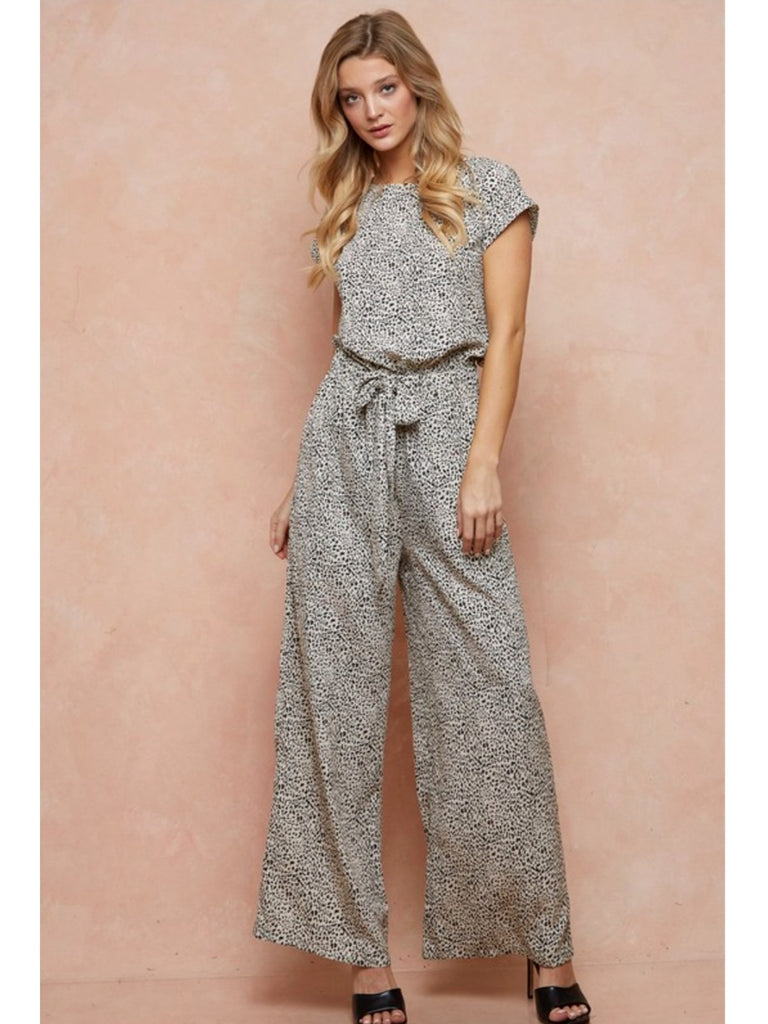 Jacinta Jumpsuit with Tie Cream/Black