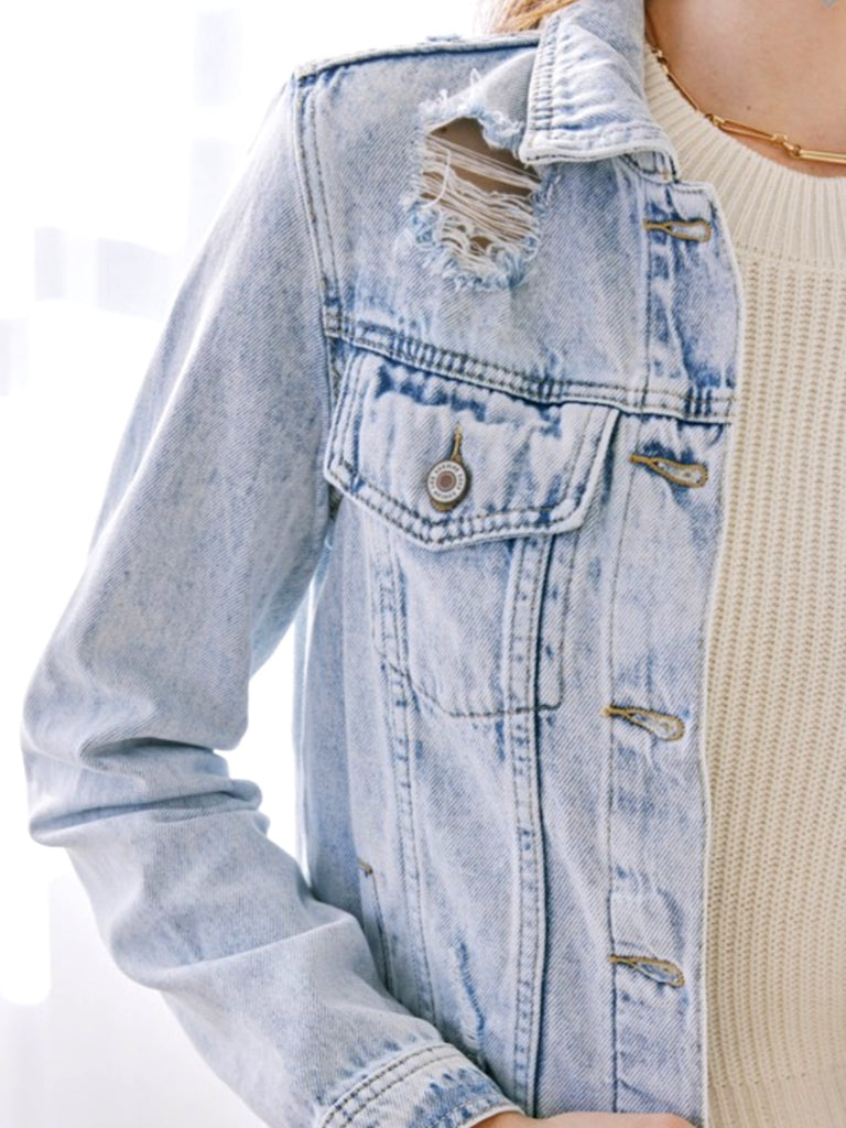 Jane Light Wash Distressed Jean Jacket