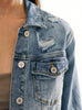 Cleo Medium Wash Frayed Denim Jacket