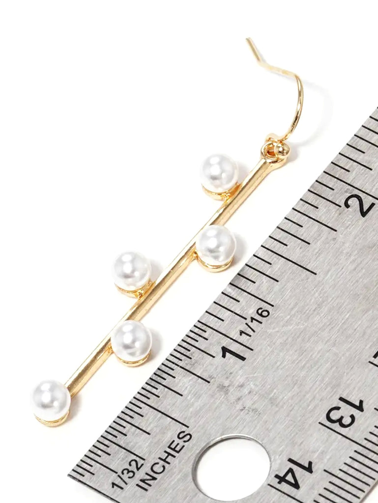 Olivia Pearl Metal Bar Drop Earrings