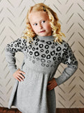Mila Grey Leopard Sweater Dress - KIDS