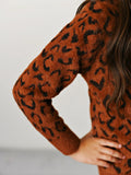Luna Fuzzy Rust Leopard Sweater - KIDS