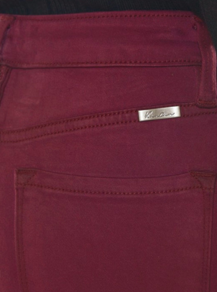 Lexa Button-Fly Burgundy Skinny