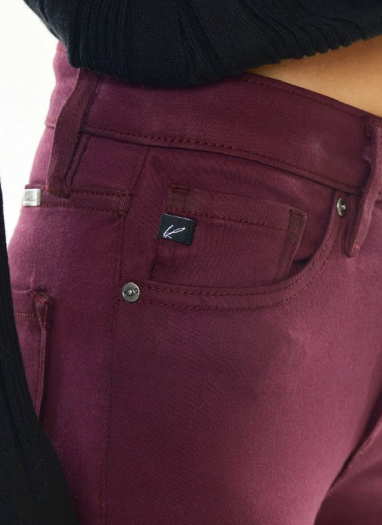 Lexa Button-Fly Burgundy Skinny