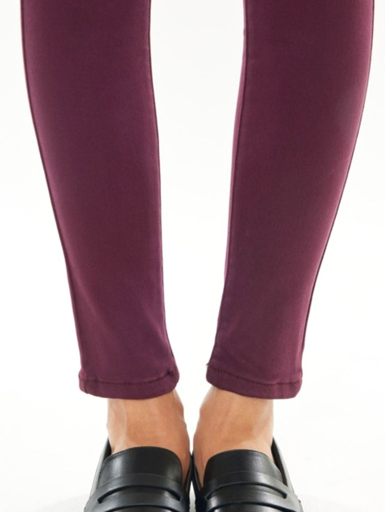 Lexa Button-Fly Burgundy Skinny