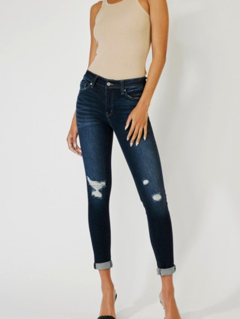 Layla Mid-Rise Light Destruction Denim