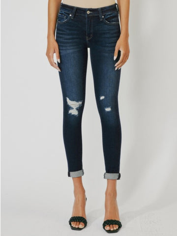 Audree High-Rise "Curvy" Mid-Wash Denim