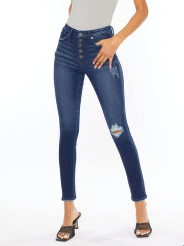 Hailey Distressed Crop Skinny - Vervet