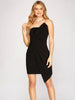 Nicollette Asymmetrical Black Strapless Dress