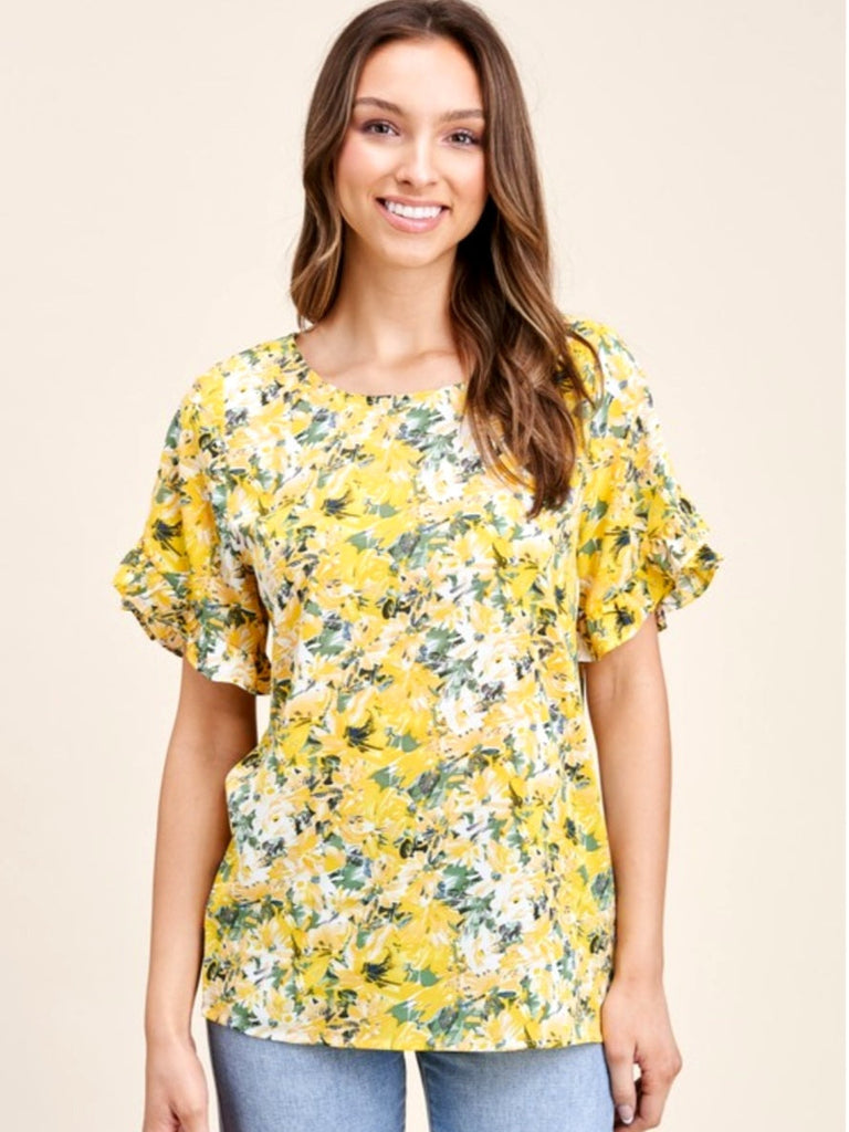 Anastasia Floral Flutter Sleeve Blouse