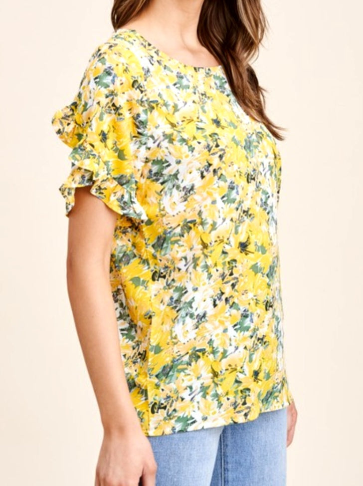 Anastasia Floral Flutter Sleeve Blouse