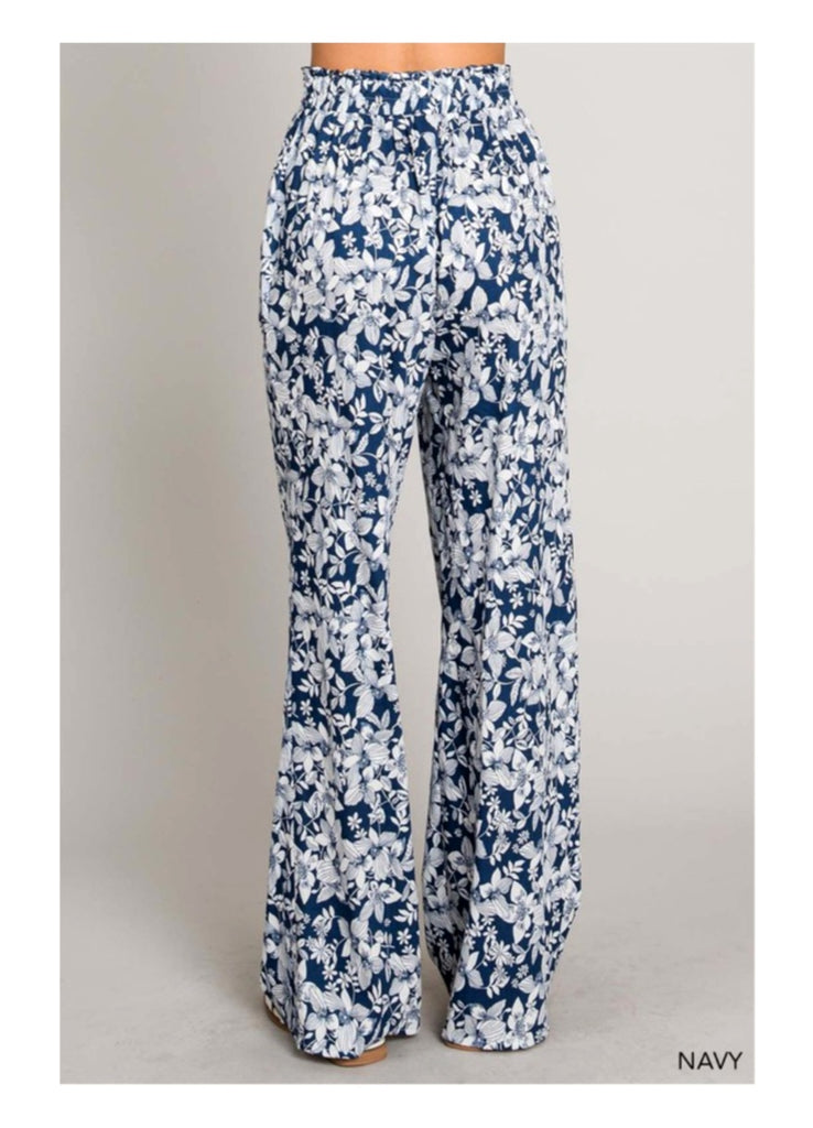 Nadine Floral Pants - Navy