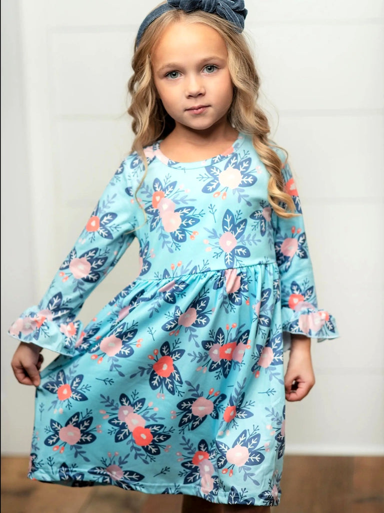 Claire Floral Flare Sleeve Dress - KIDS