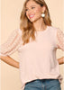 Rachel Eyelet Puff Sleeve Top - Blush