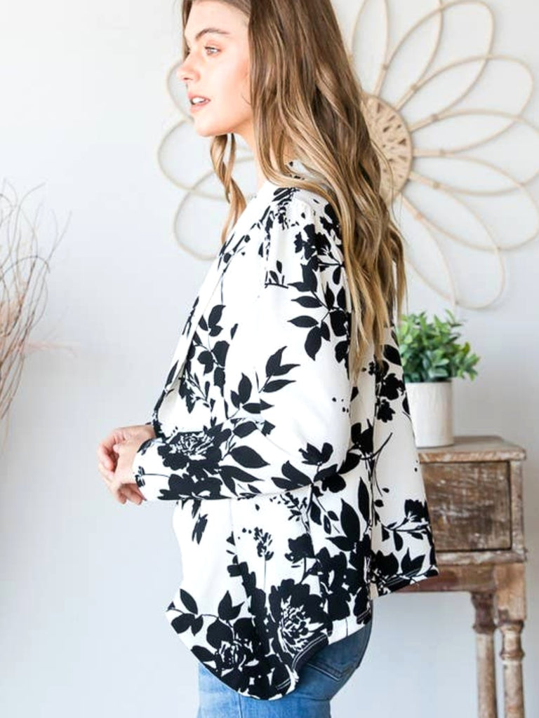 Joslin Floral Blazer - Black/White