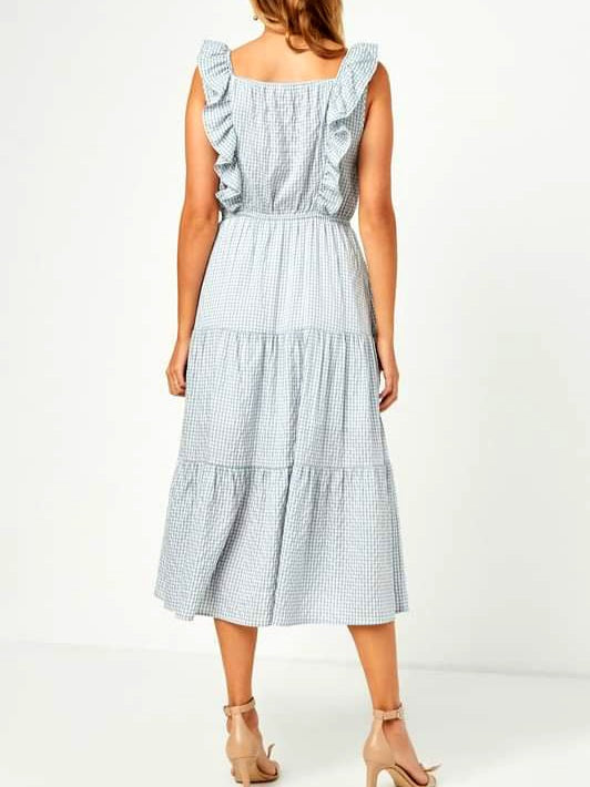 Kelsie Ruffle Accent Gingham Tiered Dress