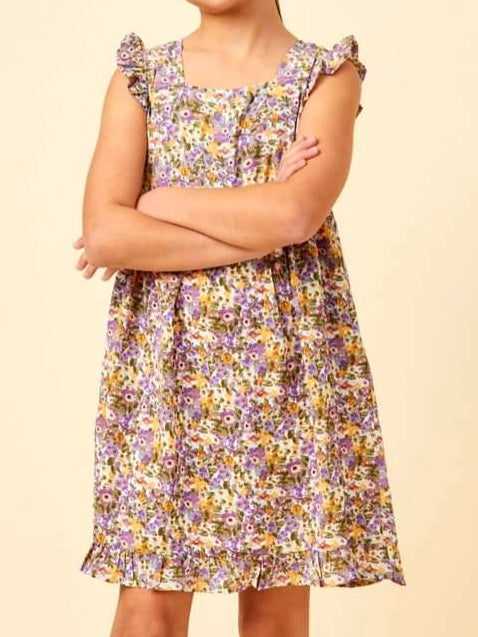 Kya Floral Ruffle Sleeve Dress - GIRLS